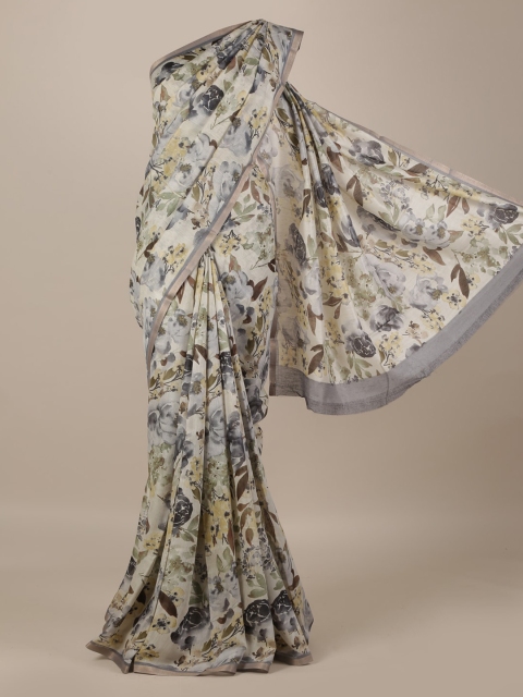 

Pothys Grey Printed Jute Silk Saree