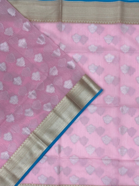 

KLM Fashion Mall Pink Woven Design Linen Blend Saree