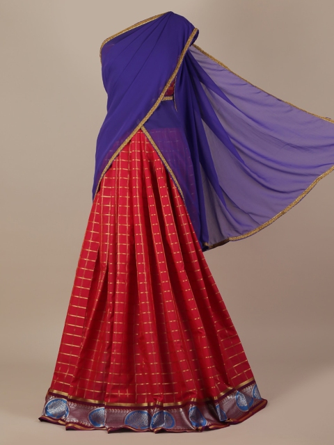 

Pothys Blue Solid Poly Chiffon Half Saree
