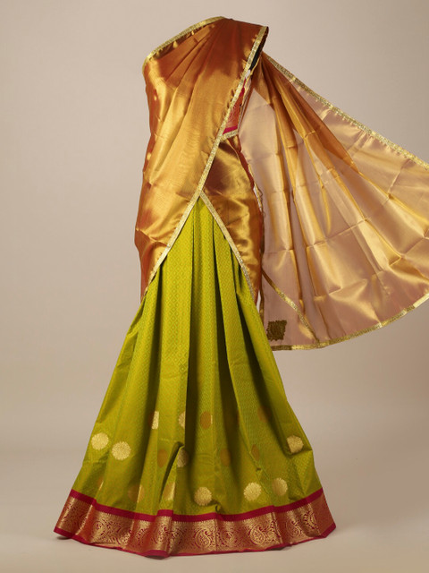 

Pothys Gold-Coloured & Green Tissue Woven Design Saree