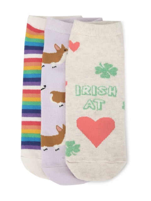 

AMERICAN EAGLE OUTFITTERS Women Pack Of 3 Patterned Ankle Length Socks, White