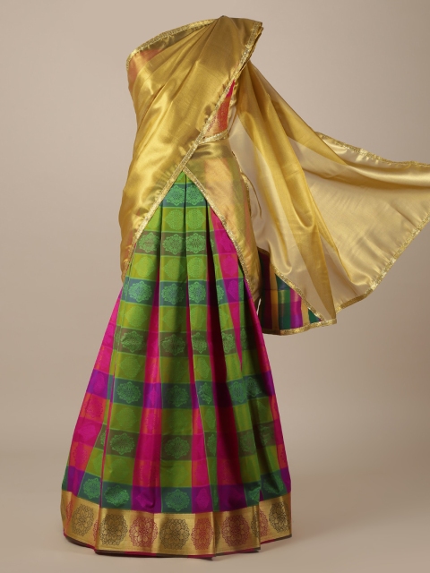 

Pothys Gold-Toned & Green Tissue Woven Design Lehenga Saree
