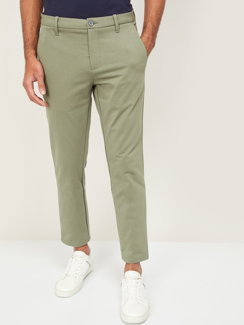 

CODE by Lifestyle Men Olive Green Slim Fit Solid Regular Trousers