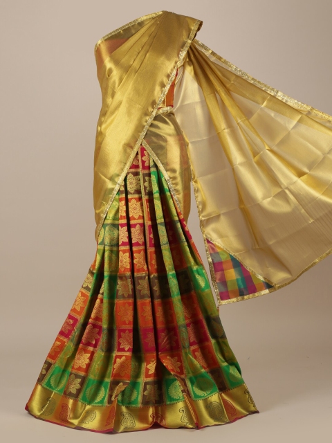 

Pothys Red & Green Tissue Woven Design Half Saree