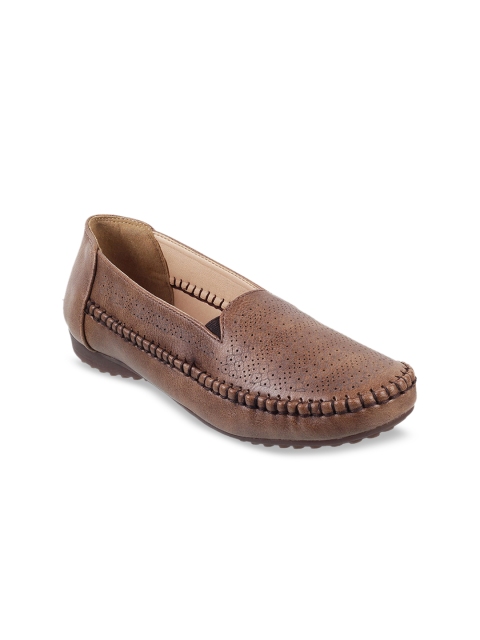 

WALKWAY Women Brown Textured Loafers