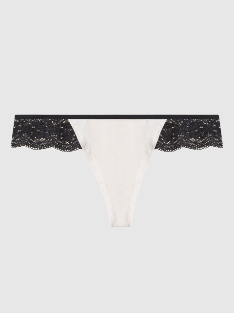 

La Senza Women White & Black Solid Remix Ultrasoft Lace Thongs-11139257-68H0