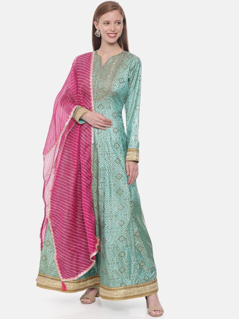 

Neerus Women Green Printed Anarkali Kurta