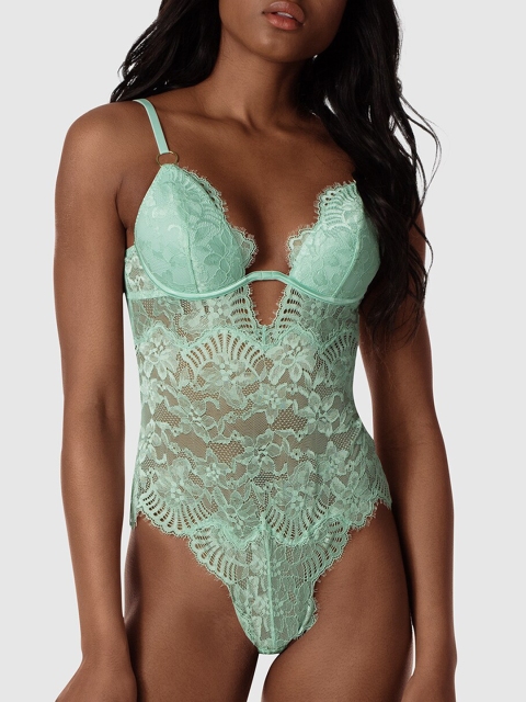 

La Senza Women Green Lace Sleep Bodysuit