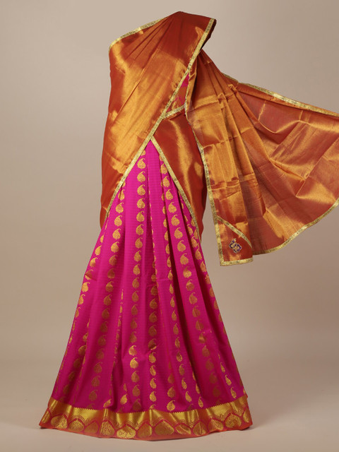 

Pothys Rust Brown & Pink Tissue Woven Design Saree