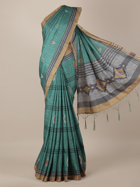 

Pothys Green Woven Design Jute Silk Saree