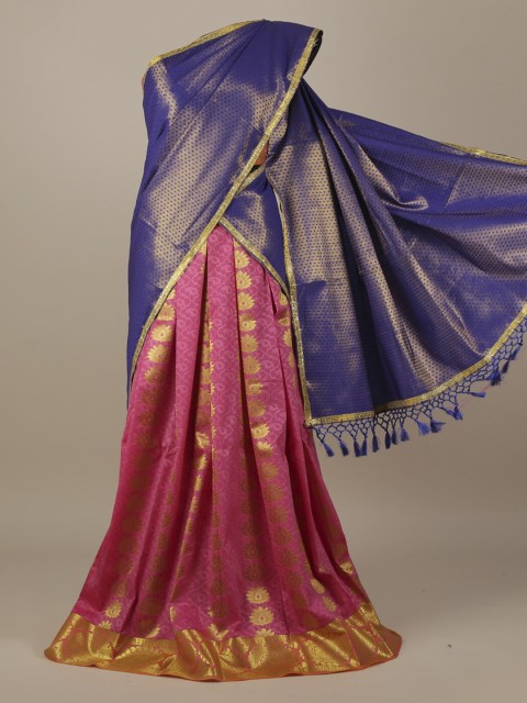 

Pothys Blue & Pink Tissue Woven Design Half Saree