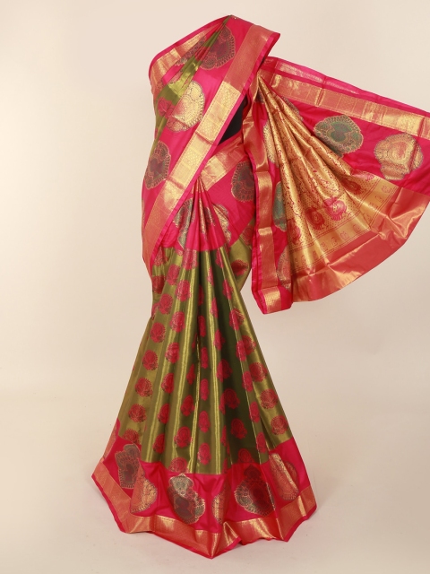

Pothys Green & Pink Pure Silk Woven Design Kanjeevaram Saree