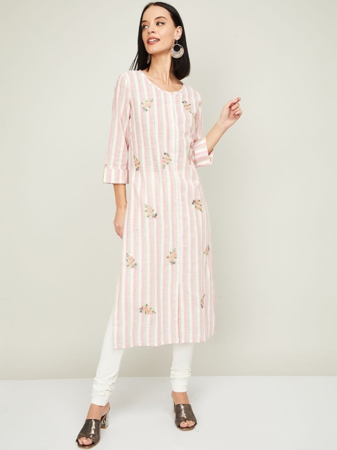 

Melange by Lifestyle Women Off-White Striped A-Line Kurta