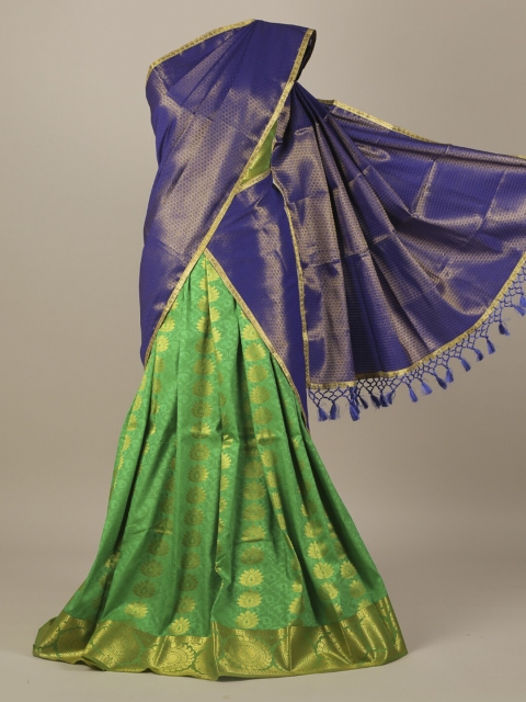 Pothys Blue & Green Tissue Woven Design Half Saree