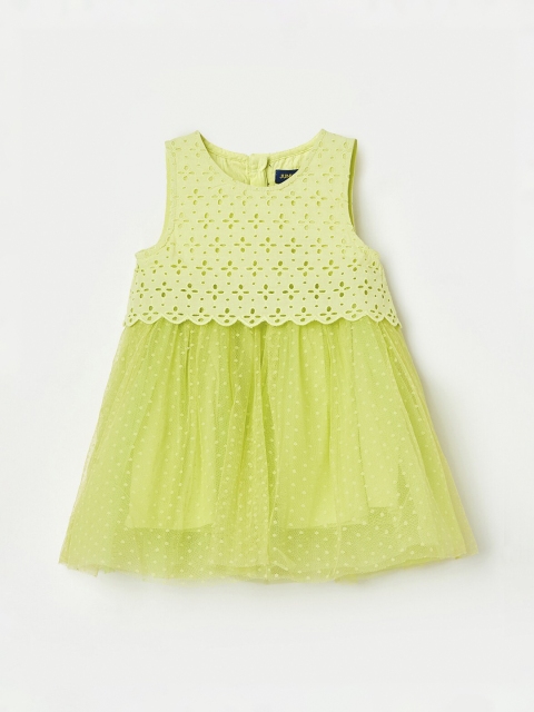 

Juniors by Lifestyle Girls Green Self Design Fit and Flare Dress