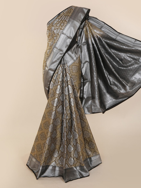 

Pothys Grey & Brown Pure Silk Woven Design Kanjeevaram Saree