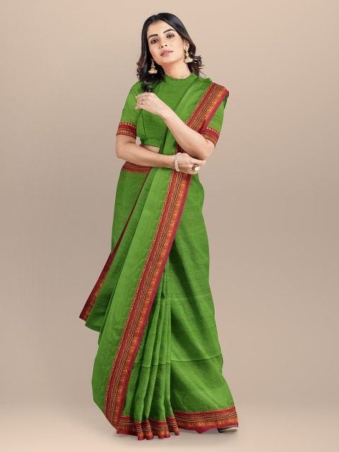 

BharatSthali Green Silk Cotton Woven Design Banarasi Handloom Saree
