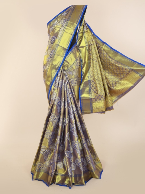 

Pothys Blue & Gold-Toned Woven Design Kanjeevaram Saree