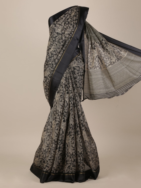 

Pothys Black Printed Jute Silk Saree