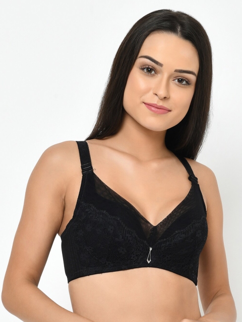 

Cosmo Lady Black Lace Underwired Cotton Non-Padded T-shirt Bra LB8305