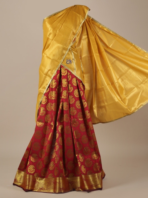 

Pothys Gold-Toned & Maroon Tissue Woven Design Saree