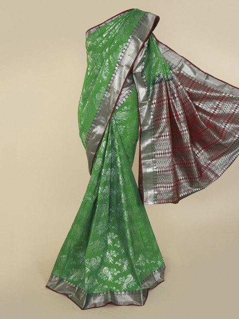

Pothys Green Pure Silk Woven Design Kanjeevaram Saree