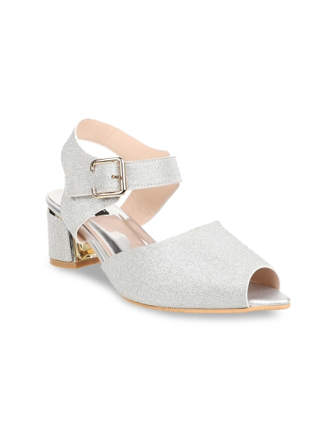 

Sherrif Shoes Women Silver-Toned Solid Pumps