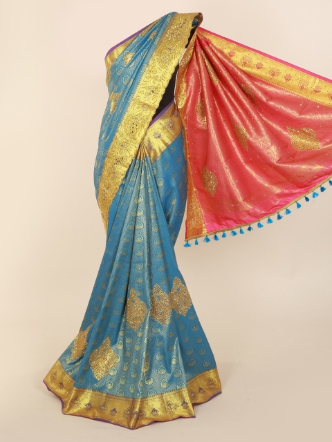 

Pothys Blue Pure Silk Woven Design Kanjeevaram Saree