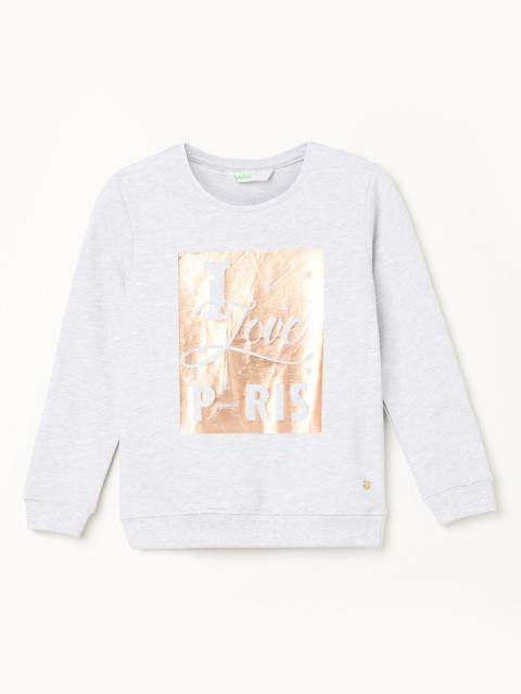 

Bossini Girls Grey Melange & Gold-Toned Printed Sweatshirt