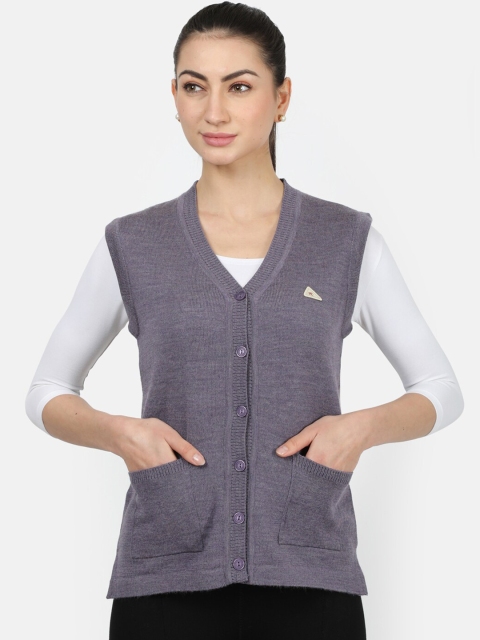 Monte Carlo Women Grey Solid Woollen Cardigan