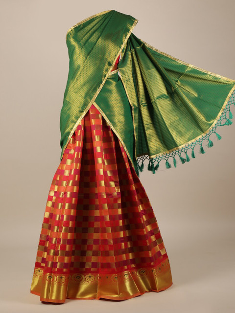 

Pothys Green & Orange Tissue Woven Design Saree