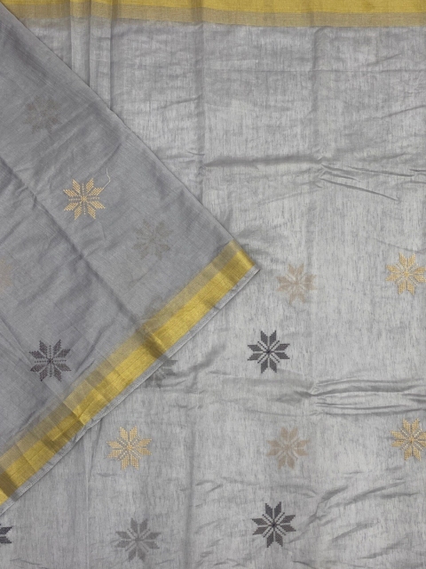 

KLM Fashion Mall Grey Solid Saree