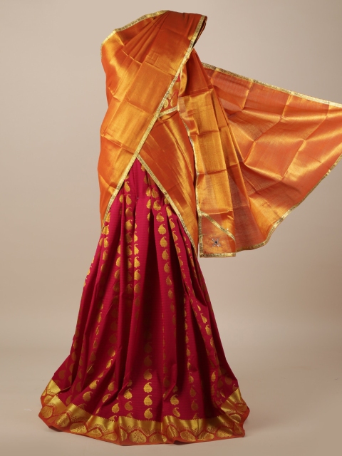 Pothys Mustard Paisley Half Saree