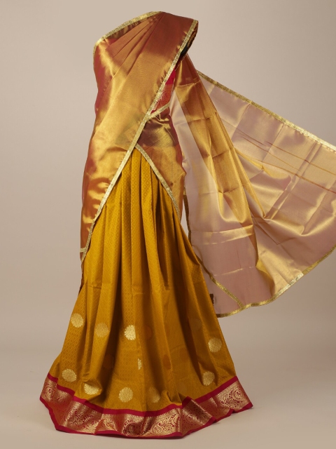 

Pothys Gold-Toned & Maroon Tissue Woven Design Half Saree