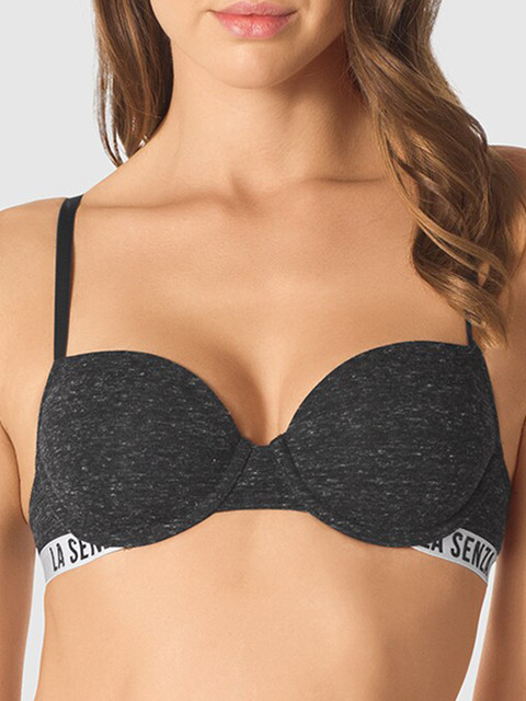 

La Senza Charcoal Grey & White Printed Underwired Lightly-Padded Remix Everyday Bra 11132166-4JKR