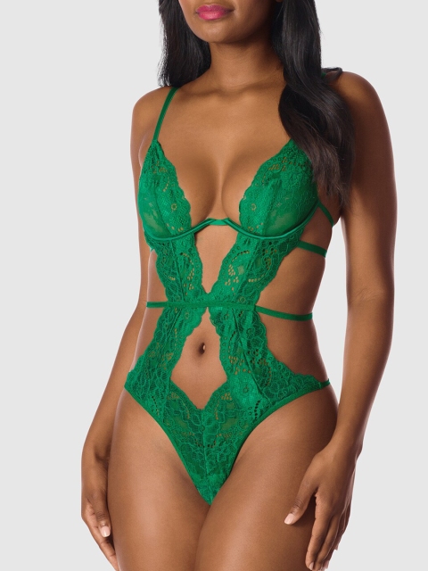

La Senza Women Green Lace Sleep Bodysuit