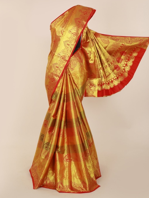 

Pothys Gold-Coloured Pure Silk Woven Design Kanjeevaram Saree