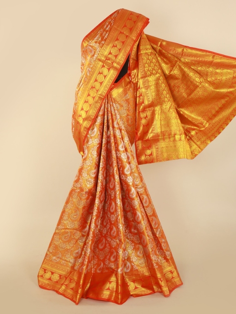 

Pothys Orange Pure Silk Woven Design Kanjeevaram Saree