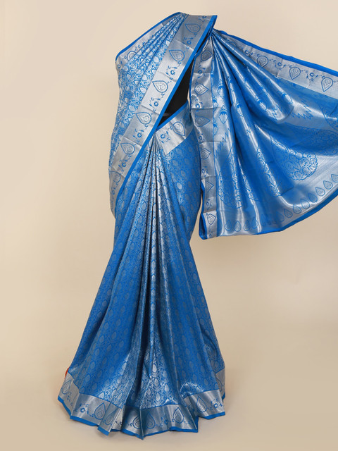 

Pothys Blue Pure Silk Woven Design Kanjeevaram Saree