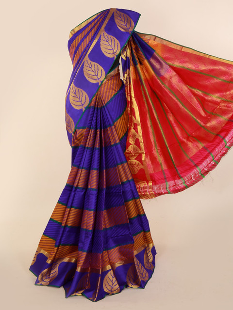 

Pothys Blue Checked Kanjeevaram Saree