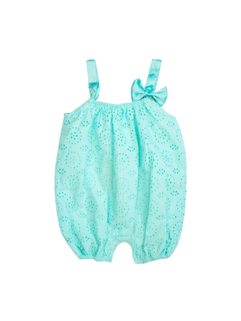 

MeeMee Infant Girls Green Self-Design Baby Chicken Dungaree, Sea green
