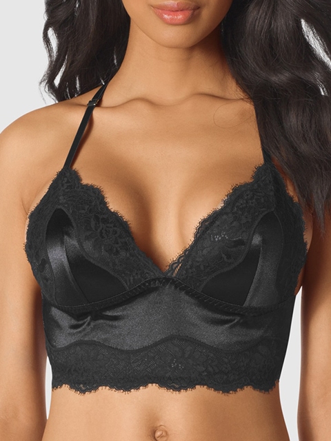 

La Senza Black Solid Non-Padded Non-Wired Lace Bralette Bra-11152395-03YZ
