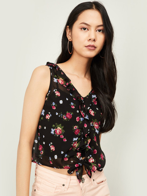 

Ginger by Lifestyle Women Black Printed Top