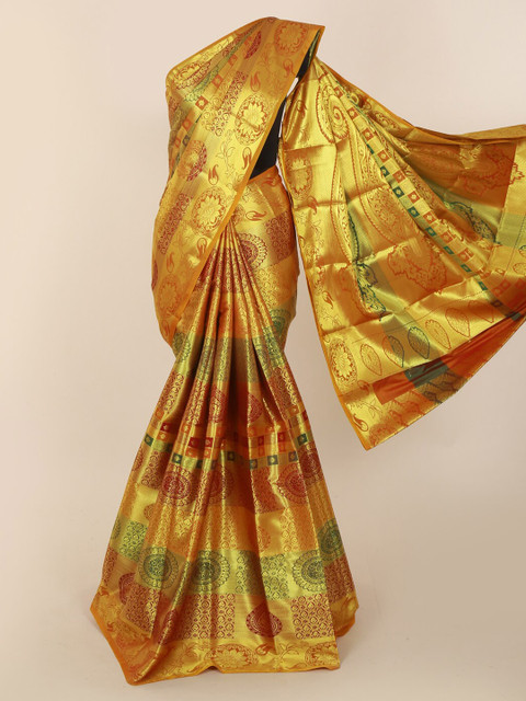 

Pothys Gold-Toned Pure Silk Woven Design Kanjeevaram Saree