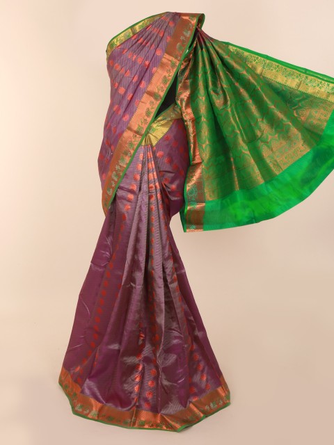 

Pothys Purple & Green Pure Silk Woven Design Kanjeevaram Saree