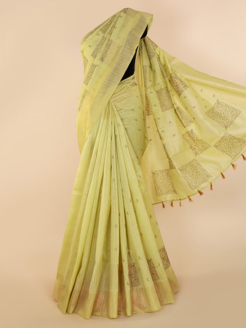 

Pothys Green Solid Saree