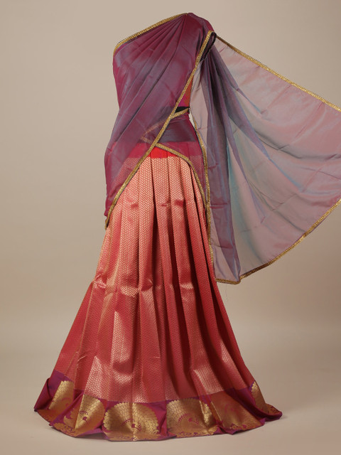 

Pothys Purple & Maroon Poly Chiffon Woven Design Saree