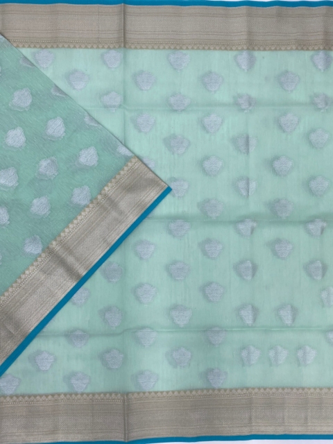 

KLM Fashion Mall Green Woven Design Linen Blend Saree