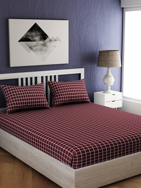

EverHOME Burgundy & White Printed 144 TC 1 Queen Bedsheet With 2 Pillow Covers