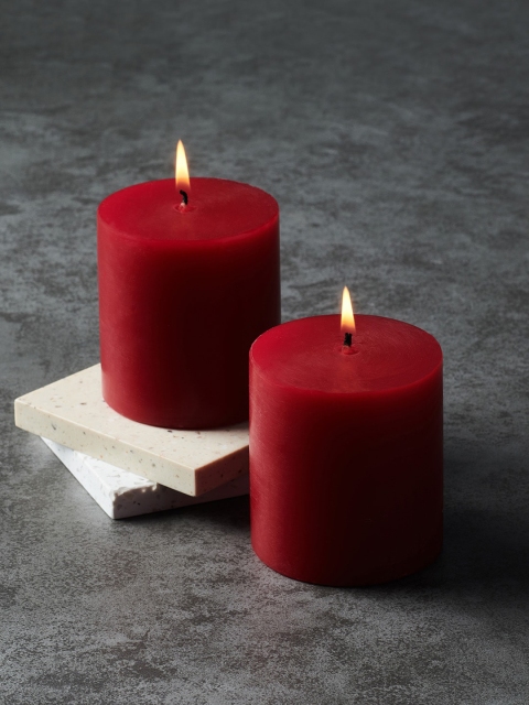 

Pure Home and Living Set of 2 Red Apple & Cinnamon Fragranced Pillar Candles